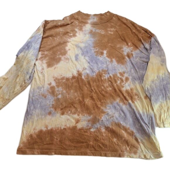 Free People We the Free Cotton Tie Dye Long Sleeve Shirt Mock Neck Top Size M - Picture 2 of 11